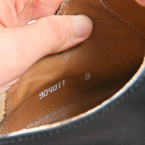 Giorgio Brutini Handcrafted Black Leather Apron Toe Derbies US 8 UK 7 Made Italy - Picture 13 of 16